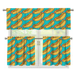 Drawing Hot Dog Pattern Print 3 Piece Kitchen Curtains