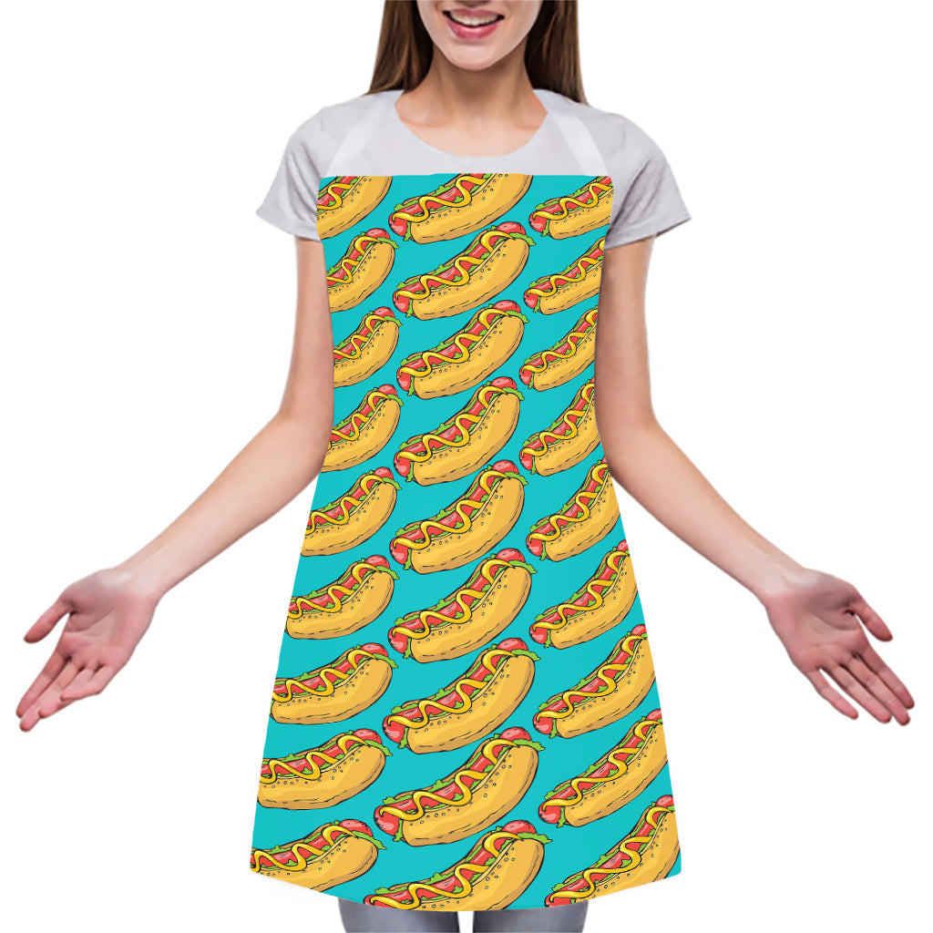 Drawing Hot Dog Pattern Print Adjustable Apron