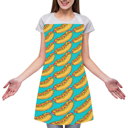 Drawing Hot Dog Pattern Print Adjustable Apron