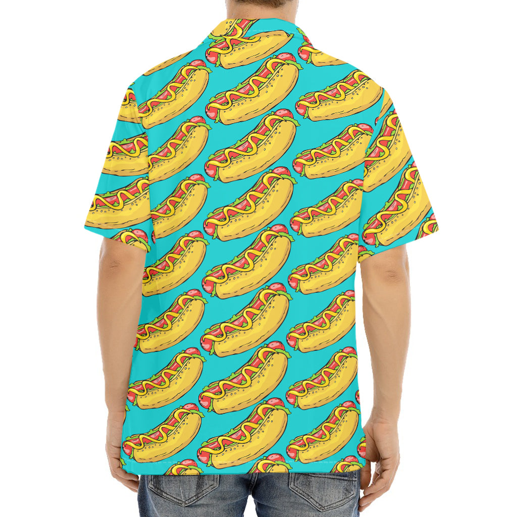 Drawing Hot Dog Pattern Print Aloha Shirt