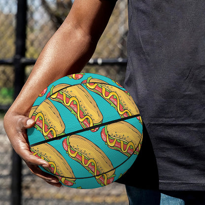 Drawing Hot Dog Pattern Print Basketball