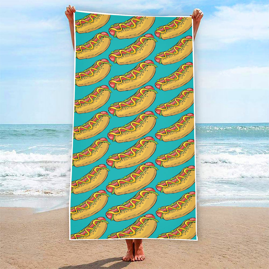 Drawing Hot Dog Pattern Print Beach Towel