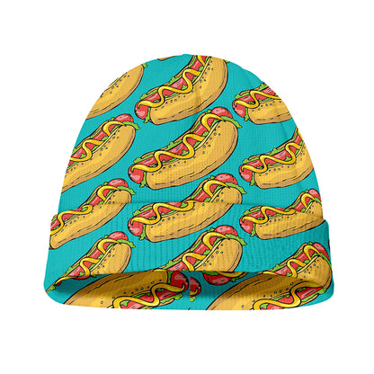 Drawing Hot Dog Pattern Print Beanie