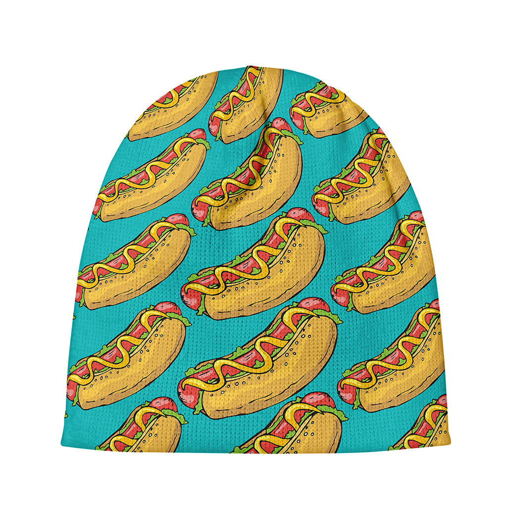 Drawing Hot Dog Pattern Print Beanie