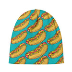 Drawing Hot Dog Pattern Print Beanie