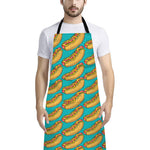 Drawing Hot Dog Pattern Print Bib Apron With Pocket