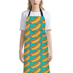 Drawing Hot Dog Pattern Print Bib Apron With Pocket
