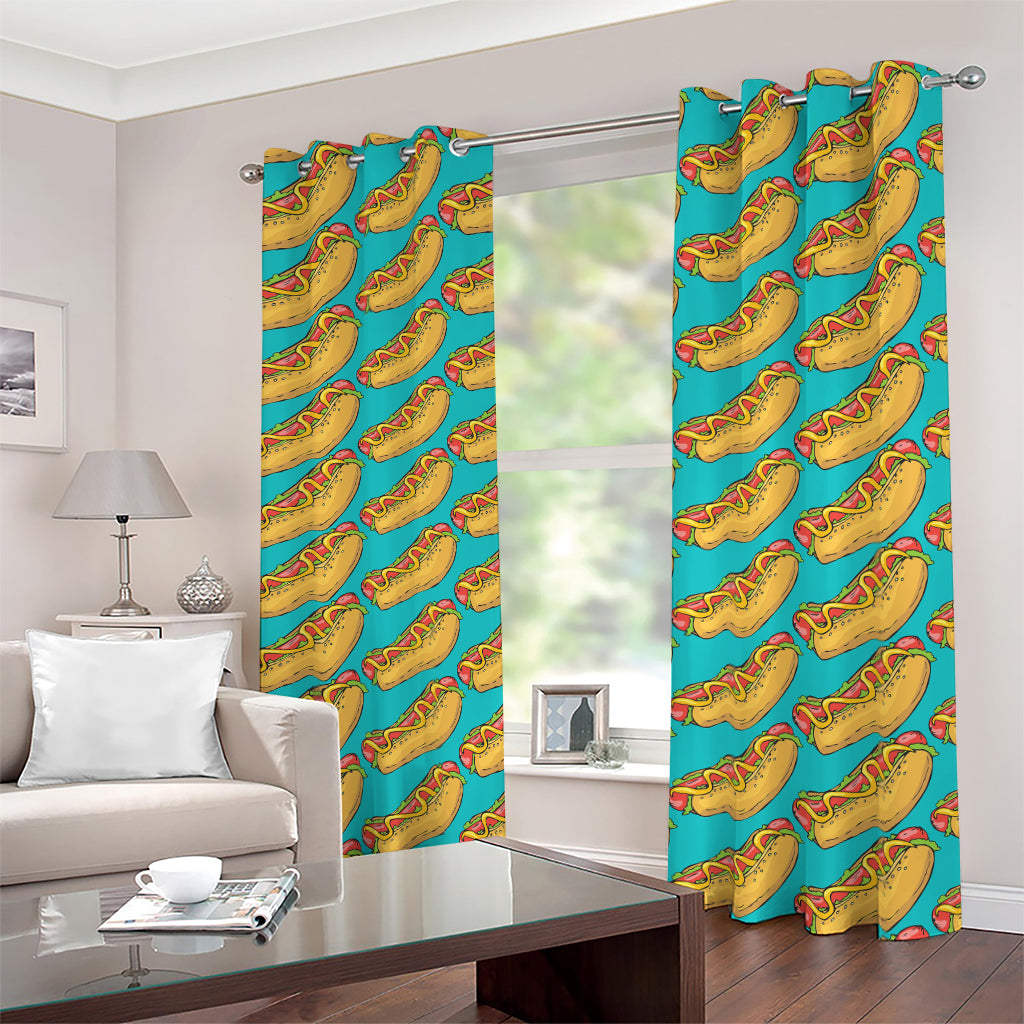 Drawing Hot Dog Pattern Print Blackout Grommet Curtains