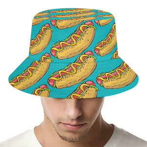 Drawing Hot Dog Pattern Print Bucket Hat