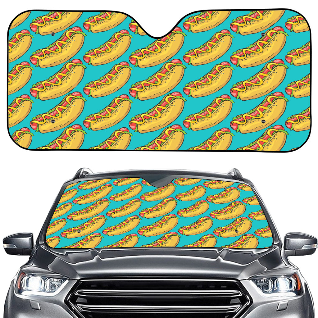 Drawing Hot Dog Pattern Print Car Windshield Sun Shade