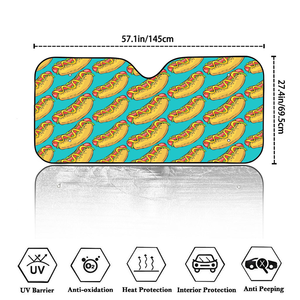 Drawing Hot Dog Pattern Print Car Windshield Sun Shade