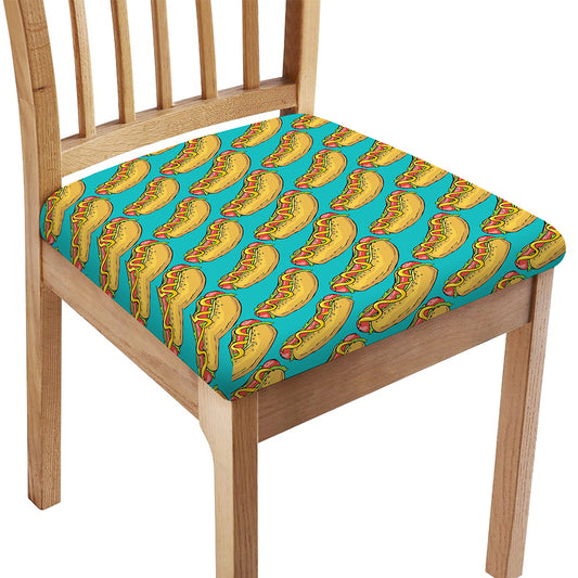 Drawing Hot Dog Pattern Print Chair Cushion Cover