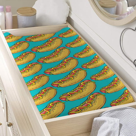 Drawing Hot Dog Pattern Print Changing Pad Cover