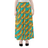 Drawing Hot Dog Pattern Print Chiffon Maxi Skirt