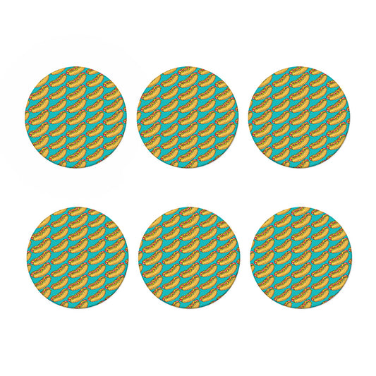 Drawing Hot Dog Pattern Print Coaster Set
