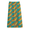 Drawing Hot Dog Pattern Print Cotton Front Slit Maxi Skirt