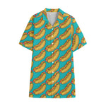 Drawing Hot Dog Pattern Print Cotton Hawaiian Shirt