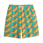 Drawing Hot Dog Pattern Print Cotton Shorts