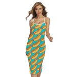 Drawing Hot Dog Pattern Print Cross Back Cami Dress