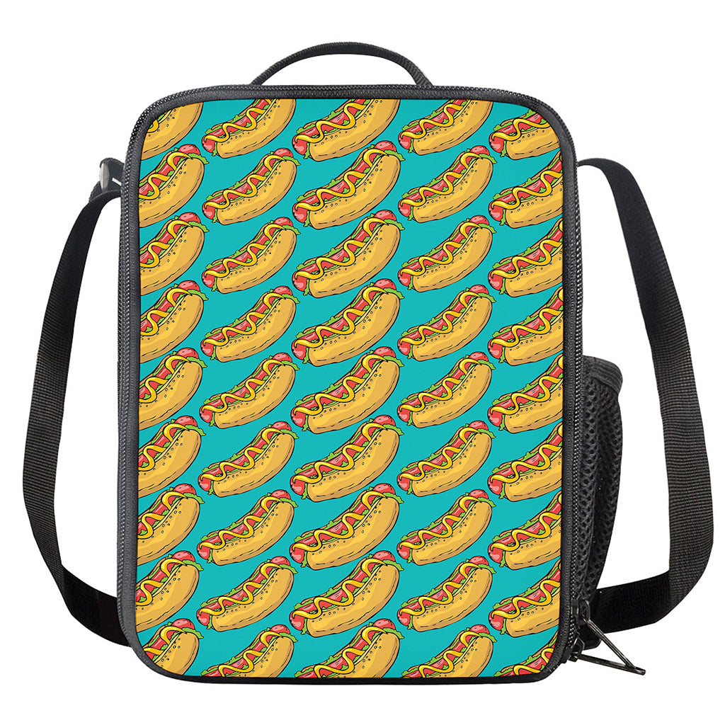 Drawing Hot Dog Pattern Print Crossbody Lunch Bag