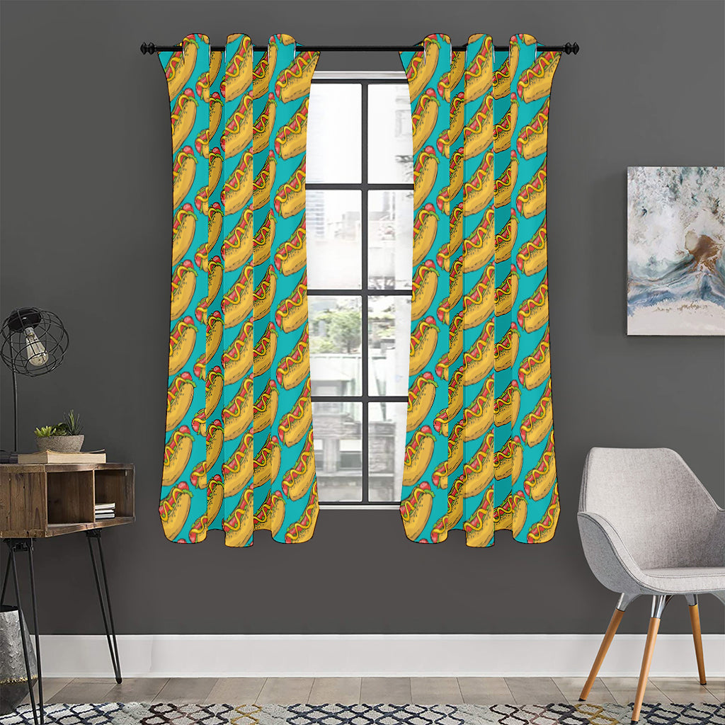 Drawing Hot Dog Pattern Print Curtain