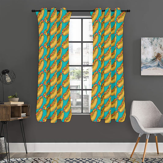 Drawing Hot Dog Pattern Print Curtain