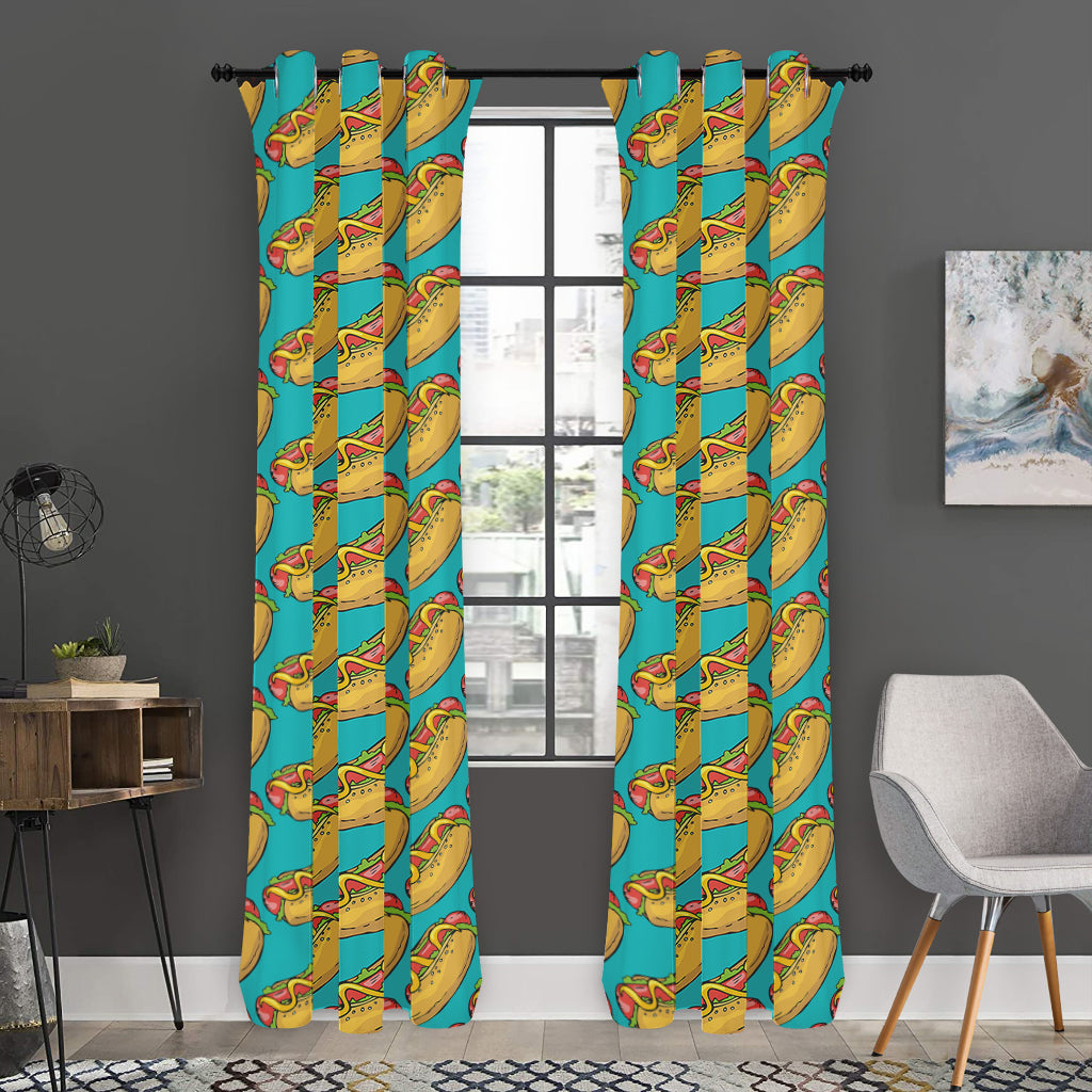 Drawing Hot Dog Pattern Print Curtain