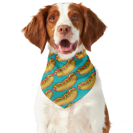 Drawing Hot Dog Pattern Print Dog Bandana
