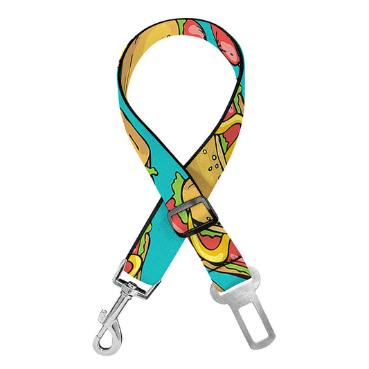 Drawing Hot Dog Pattern Print Dog Seat Belt