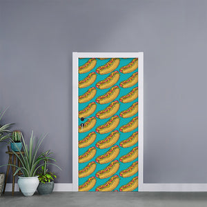 Drawing Hot Dog Pattern Print Door Sticker