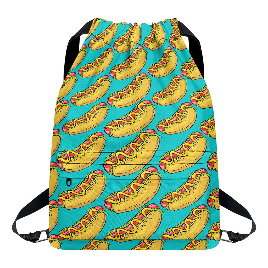 Drawing Hot Dog Pattern Print Drawstring Backpack
