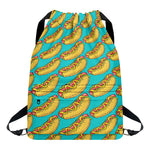 Drawing Hot Dog Pattern Print Drawstring Backpack