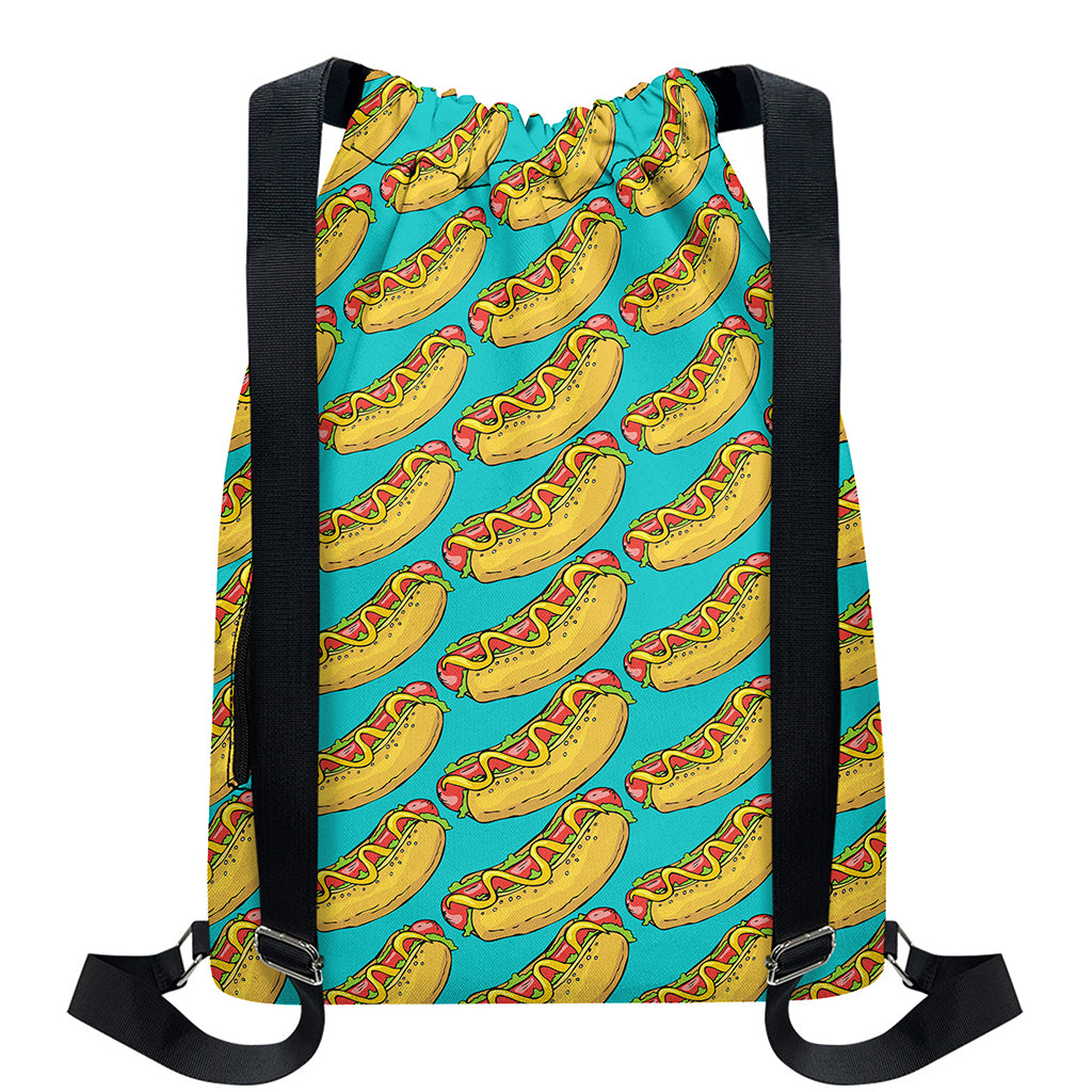 Drawing Hot Dog Pattern Print Drawstring Backpack