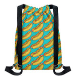 Drawing Hot Dog Pattern Print Drawstring Backpack