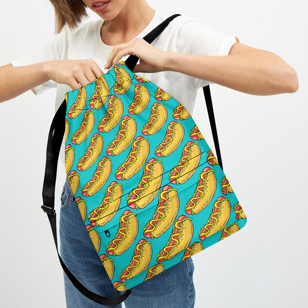 Drawing Hot Dog Pattern Print Drawstring Backpack