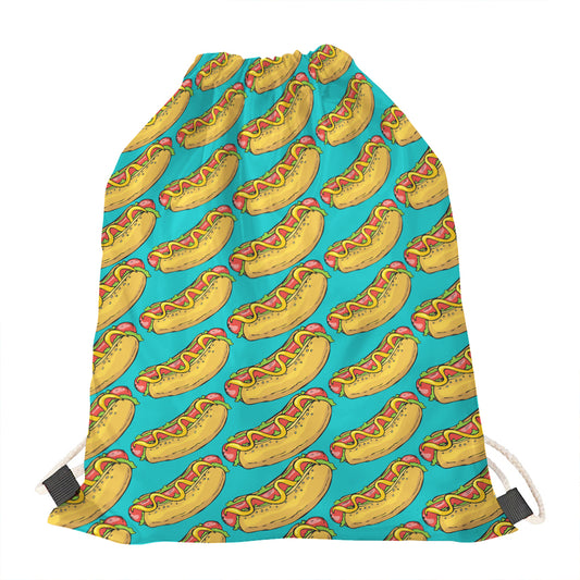 Drawing Hot Dog Pattern Print Drawstring Bag