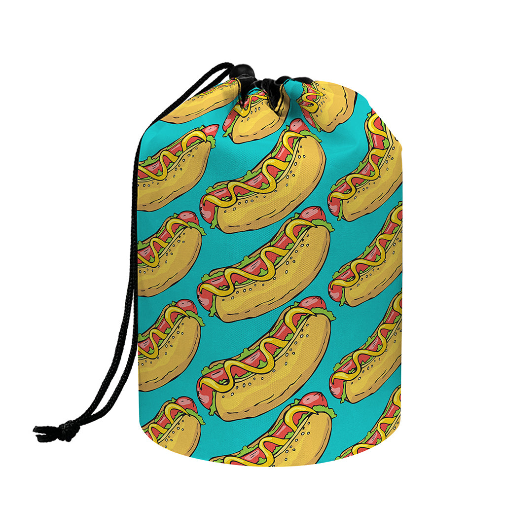 Drawing Hot Dog Pattern Print Drawstring Makeup Bag