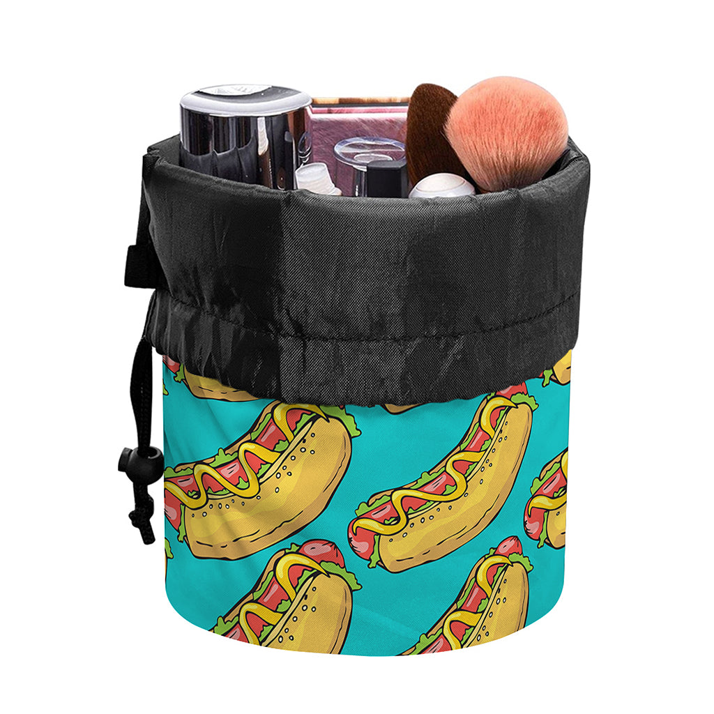 Drawing Hot Dog Pattern Print Drawstring Makeup Bag