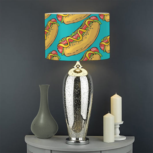 Drawing Hot Dog Pattern Print Drum Lamp Shade