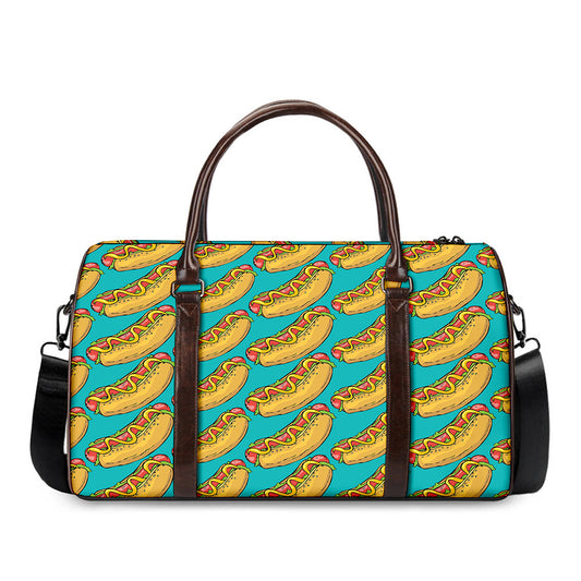 Drawing Hot Dog Pattern Print Duffle Bag