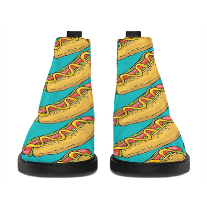 Drawing Hot Dog Pattern Print Flat Ankle Boots