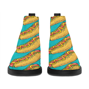 Drawing Hot Dog Pattern Print Flat Ankle Boots