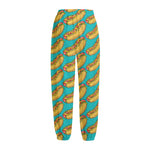 Drawing Hot Dog Pattern Print Fleece Lined Knit Pants