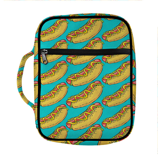 Drawing Hot Dog Pattern Print Front Pocket Bible Bag