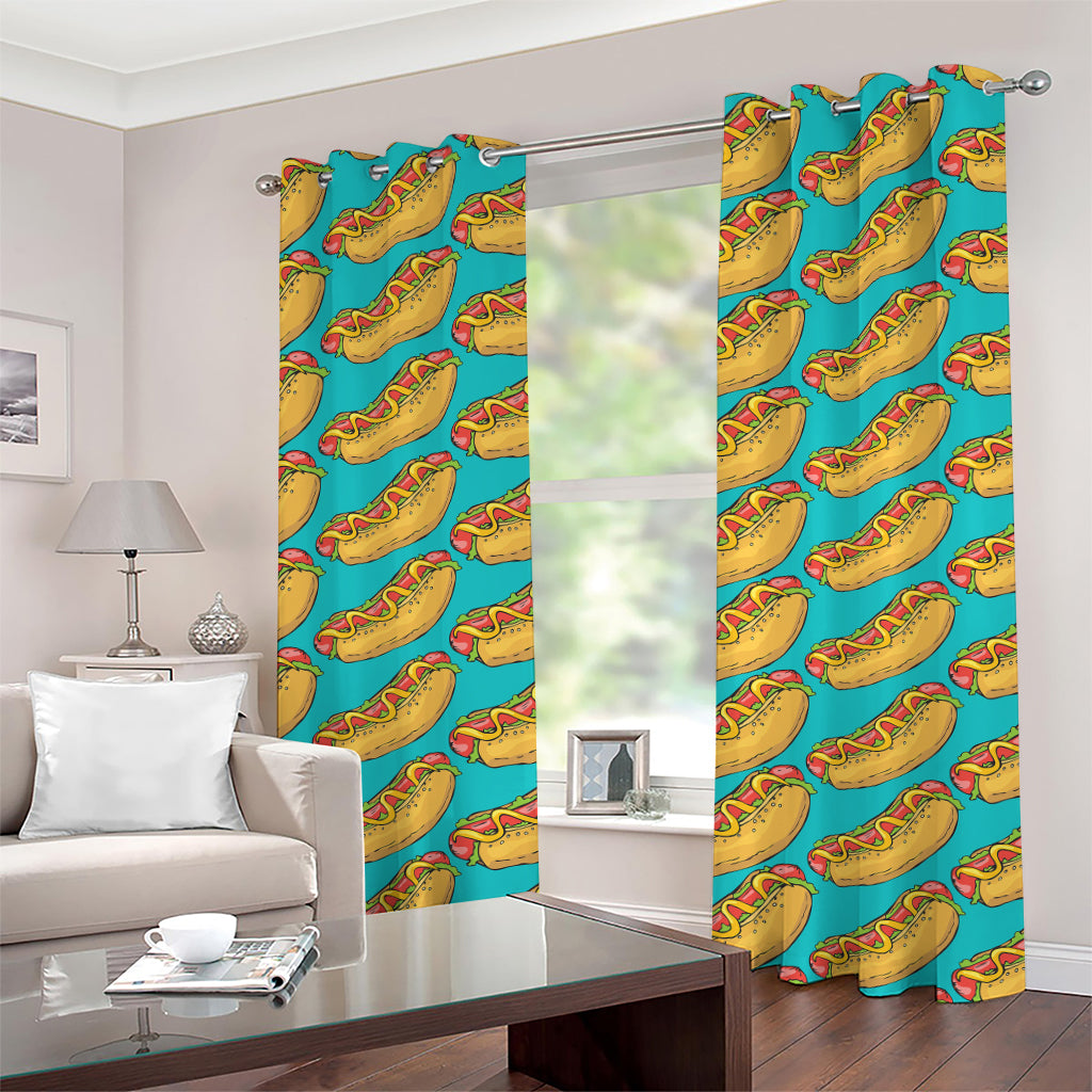 Drawing Hot Dog Pattern Print Grommet Curtains