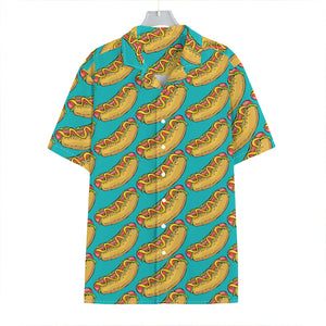 Drawing Hot Dog Pattern Print Hawaiian Shirt