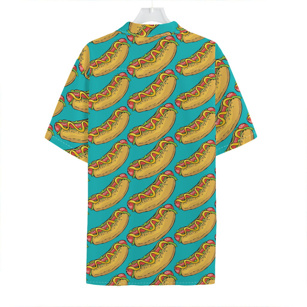 Drawing Hot Dog Pattern Print Hawaiian Shirt