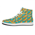 Drawing Hot Dog Pattern Print High Top Leather Sneakers