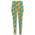 Drawing Hot Dog Pattern Print High-Waisted Pocket Leggings