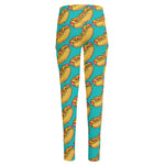 Drawing Hot Dog Pattern Print High-Waisted Pocket Leggings